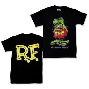 Photo1: Rat Fink Monster T-Shirt "Standing Rat Fink" Black