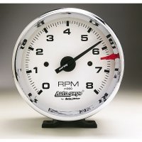 Auto Gauge 8000RPM White Face Tachometer Cylinder for 4/6/8  Chrome Cup
