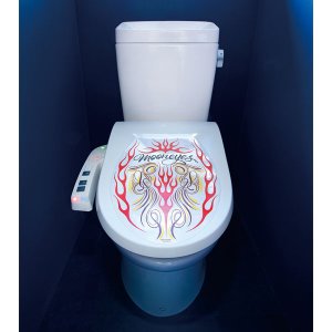 Photo1: MOON Red Flames Toilet Lid Sticker