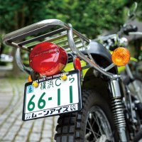 *MOONEYES (Katakana) LIFE WITH TWO WHEELERS License Plate Frame for Motorcycle【for 126cc UP】