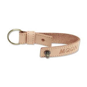 Photo2: MOON Leather Button Stud Key Ring