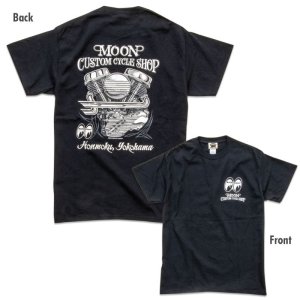 Photo3: MOON Custom Cycle Shop Panhead T-shirt