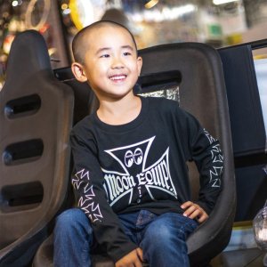 Photo1: Kids Iron Cross Long Sleeve T-shirt