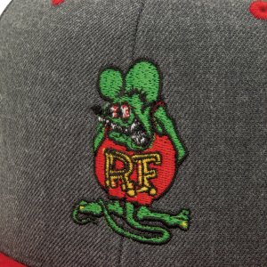 Photo6: Standing Rat Fink Embroidery Flat Visor Cap