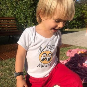 Photo1: My First MOON Baby T-Shirt