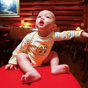 Photo1: MOON Baby Long Sleeve Rainbow Bodysuit