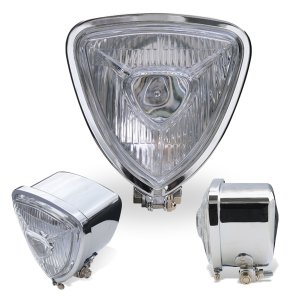 Photo1: Chrome Triangle Motorcycle Headlight