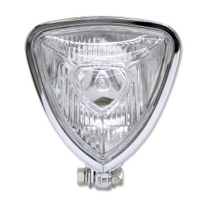 Photo1: Chrome Triangle Motorcycle Headlight (Flat Back)