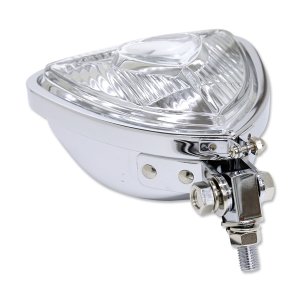 Photo3: Chrome Triangle Motorcycle Headlight (Flat Back)
