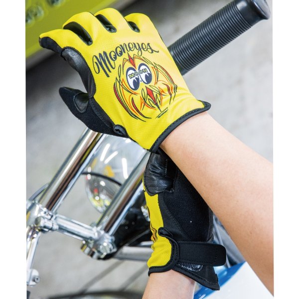 Photo1: MOON Pinstriping Mesh Gloves (1)