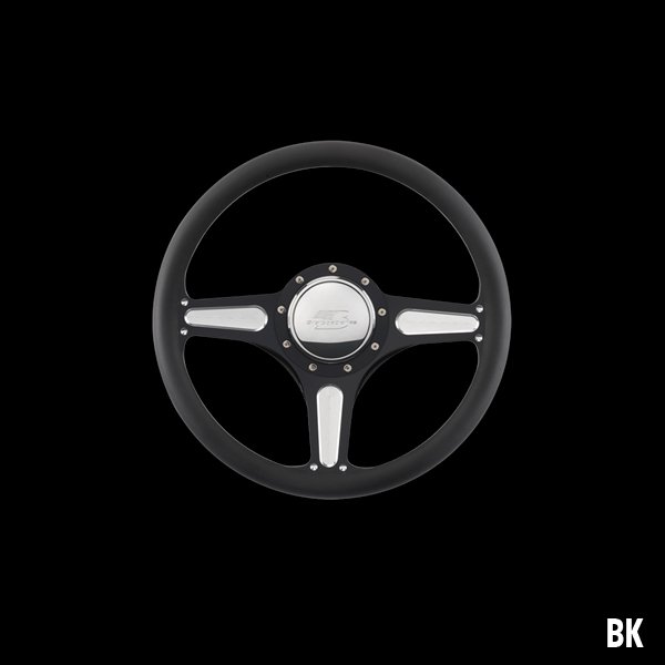 Photo1: Billet Specialties Steering Wheels Street Lite 35cm Black Black Anodized (1)