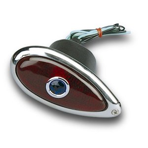 Photo: 39 Ford Tear Drop Tail Lense  (w/ Wiring , Blue Dot)