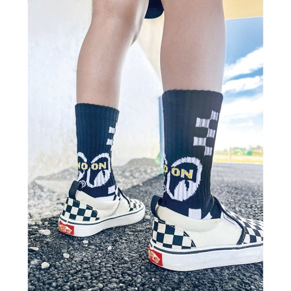 Photo1: Kids MOON Checker Line Socks (1)