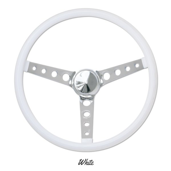 Photo2: MOONEYES ORIGINAL "4-Holes Finger Grip" Steering Wheel 15" White (Vinyl Grip) (2)