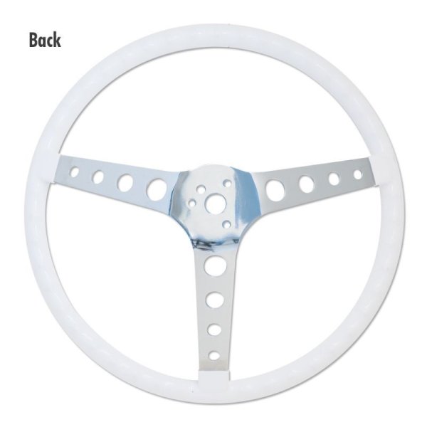 Photo3: MOONEYES ORIGINAL "4-Holes Finger Grip" Steering Wheel 15" White (Vinyl Grip) (3)