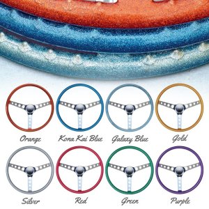 Photo: MOONEYES ORIGINAL California Metal Flake 4-Holes Finger Grip Steering Wheel 38cm (15")