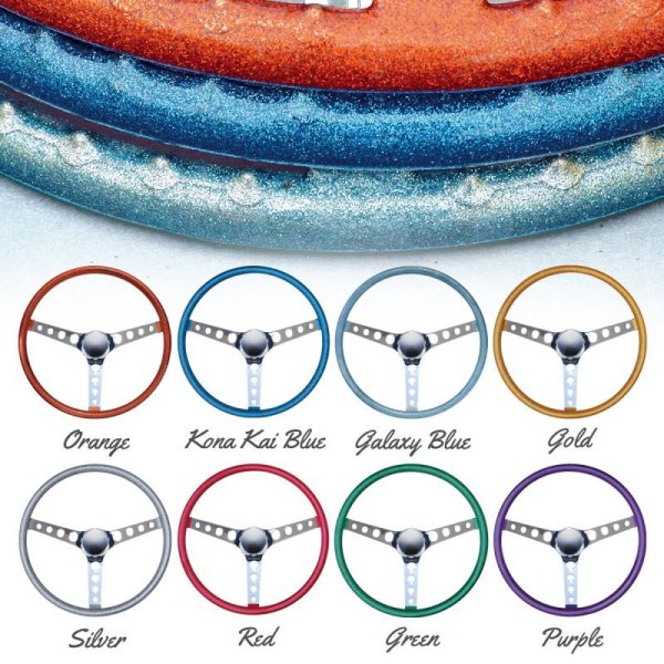 Photo1: MOONEYES ORIGINAL California Metal Flake 4-Holes Finger Grip Steering Wheel 38cm (15") (1)