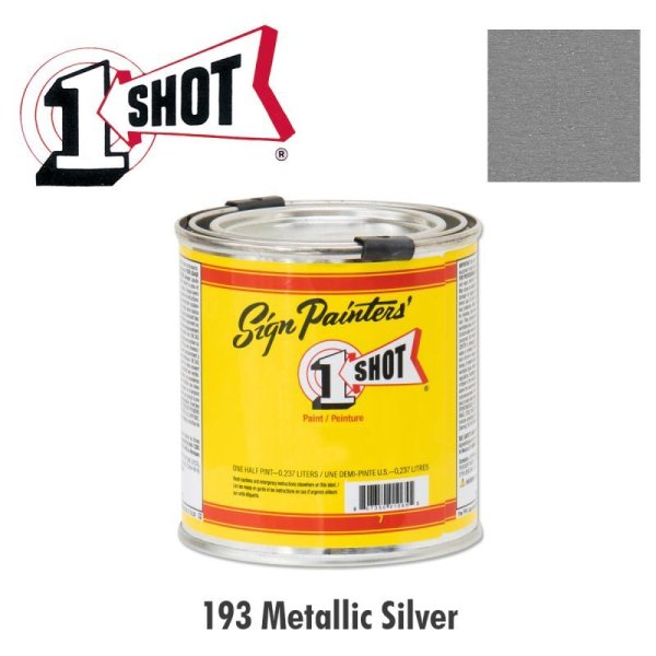 Photo1: Metallic Silver 193  - 1 Shot Paint Lettering Enamels 237ml (1)