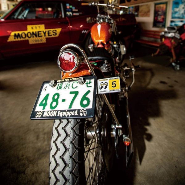 Photo1: MOON Equipped GEARS FOR ACTION! License Plate Frame for Motorcycle【for 126cc UP】 (1)