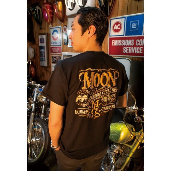 Photo1: MOON Custom Cycle Shop T-shirt (1)