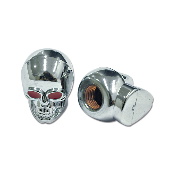Photo1: Chromed Skull Air Valve Caps (1)