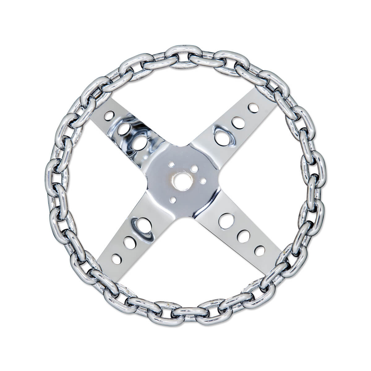 Photo1: Chain 4 Spoke 11" Chrome Steering Wheel (1)